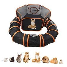 Dog Playpen Indoor Outdoor 4 Foot Cat Tent with Exercise Tunnel - Orange Pop