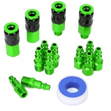 15 Pieces 1/4" NPT Aluminum Air Coupler and Plug Kit, Quick Connect Air Fittings