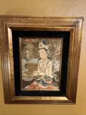 Chinese Guanyin Bodhisattva Framed Painting Picture Replica Wall Art Home Decor