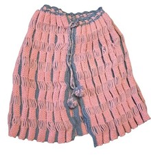 Vintage Handmade Crochet Baby Toddler Pom Pom Knit Cape Poncho Pink Blue
