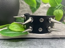 Punk Goth Bracelet Black Leather Spike Rivet Metal Studded Wristband A2555