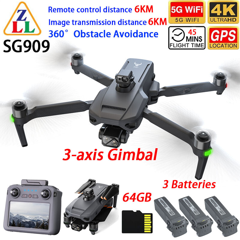 SG909 RC Drone GPS 5G WIFI 4K HD Dual Camera 360° Obstacle