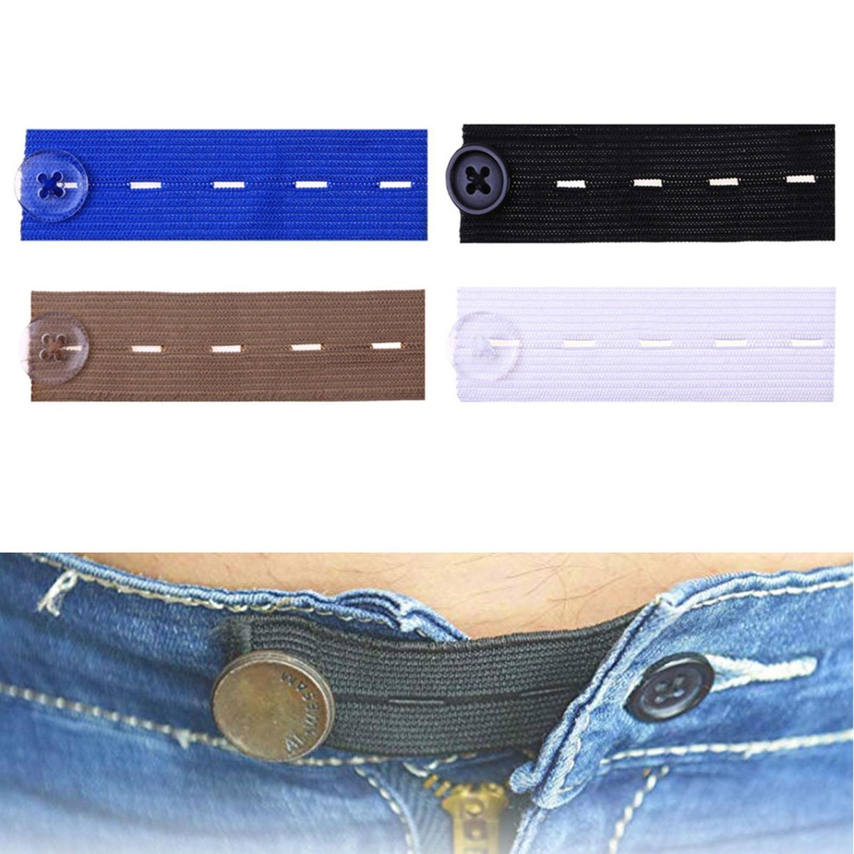 Lot Of 6 Button Extender Waist Expanders - Silver, For Pants, Skirts, Jeans, Maternity, Temporary Waistband Extension