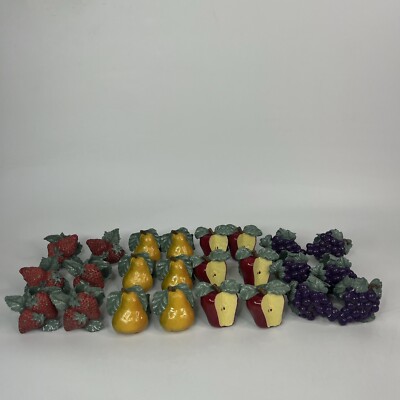 CHARTER CLUB CASUALS Summer Grove Lot Of 24 Napkin Rings Fruit Apple Grapes