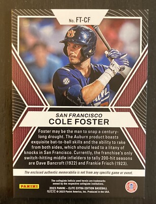 2023 Elite Extra Edition Cole Foster FUTURE THREADS Relic RC #FT