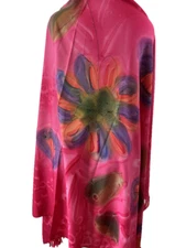 Dolphin Beachwear scarf sarong beach cover up fish floral fringe 72 x 44 pink