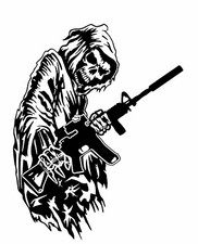 Grim Reaper Gun AR 15 Freedom Hunter USA Car Truck Window Vinyl Decal Sticker