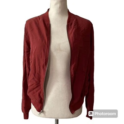 Chaqueta Bomber American Apparel Mujer Borgoña Bolsillos Suaves Hecha en EE. UU. Talla M - Imagen 1 de 4