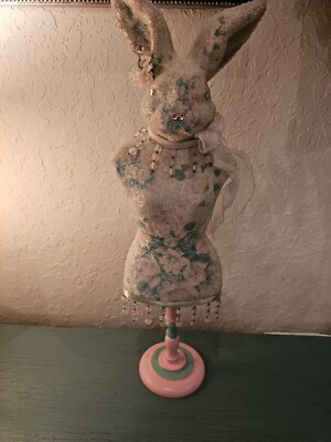 Vintage Floral, Sequined BunnyRabbit Mannequin/DressForm W/Beads, Gems,...
