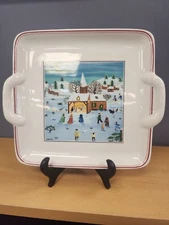 Villeroy & Boch Naif Christmas 8" Square Handled Cookie Snack Plate Luxembourg