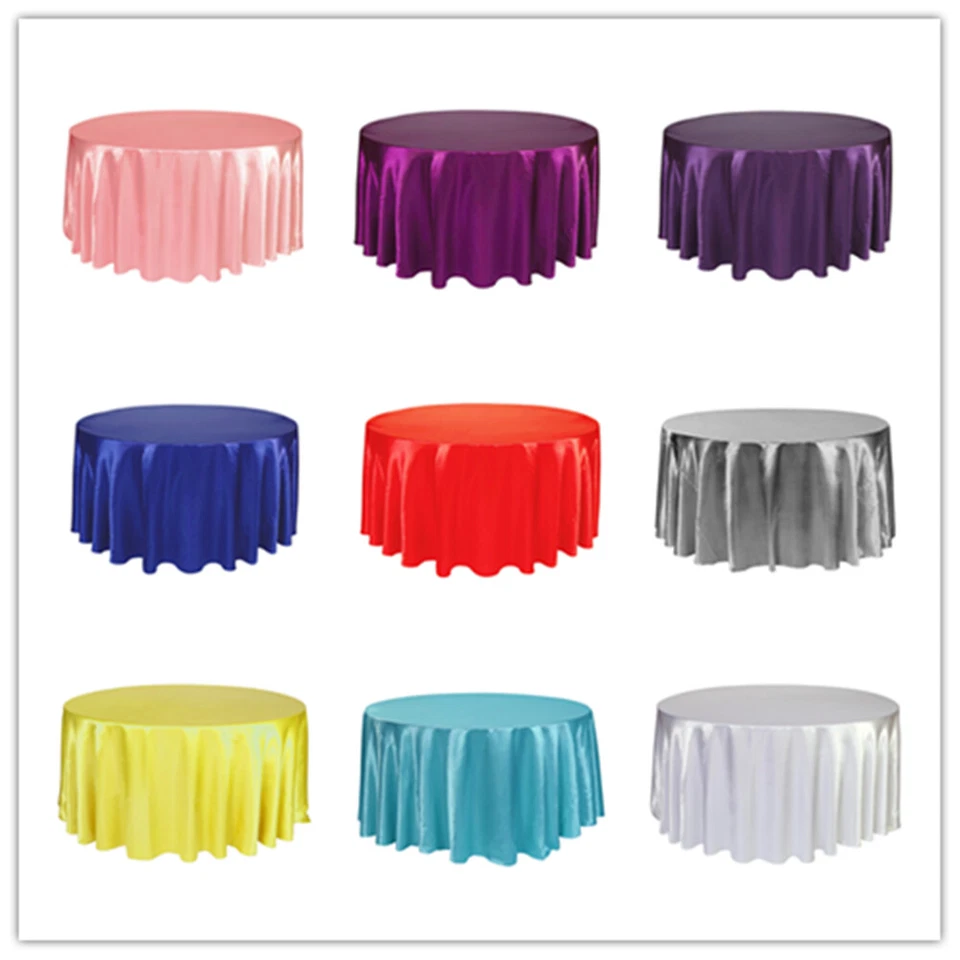 Round Satin Polyester Tablecloths Table Cover Wedding Party Event Home Decor - Image 2 of 4