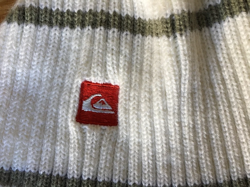 Nouveau - Chapeau QUIKSILVER - 100% ACRYLIQUE - Blanc Et Vert - Neuf - Photo 2/3
