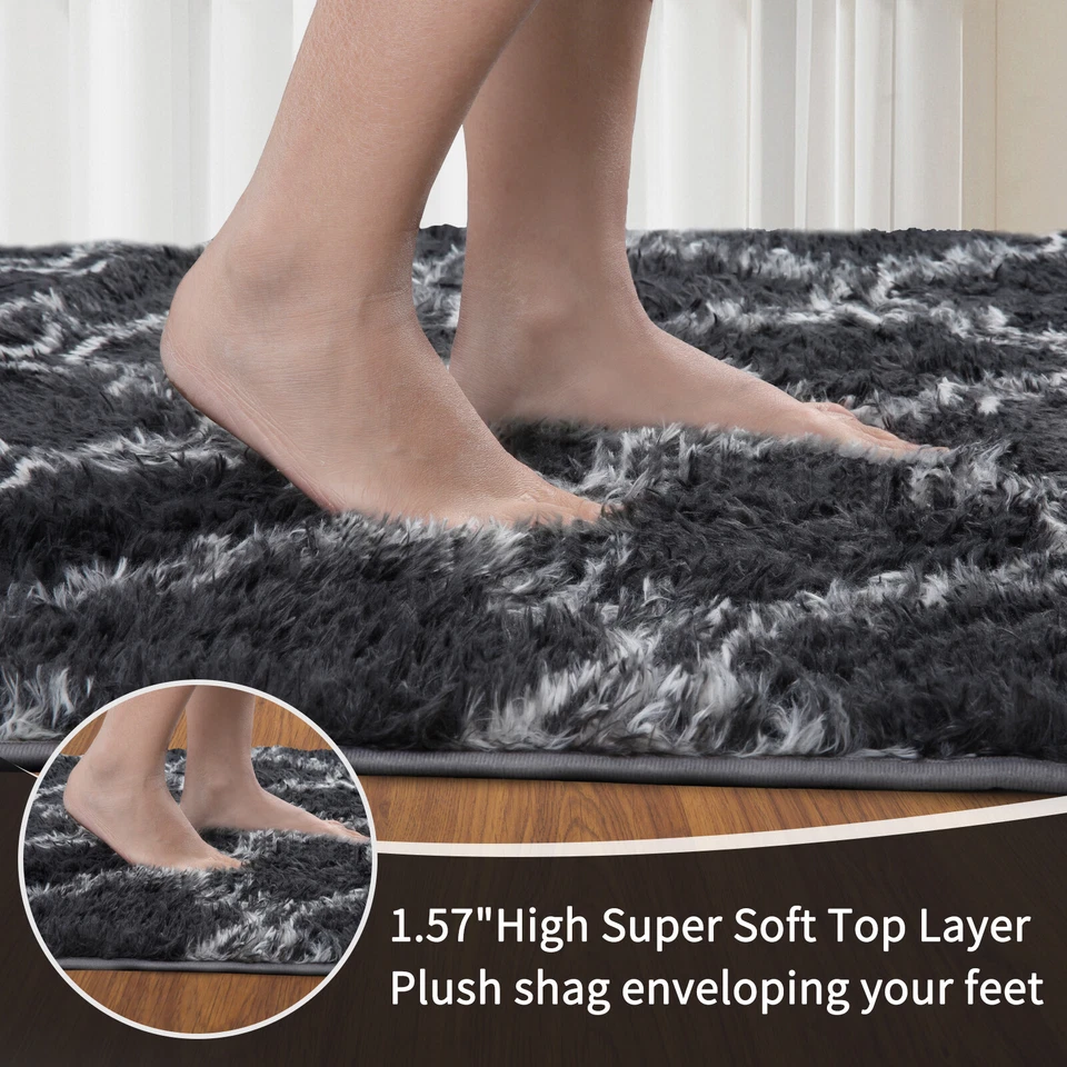 Alfombra peluda de felpa - Alfombra grande suave y antideslizante para sala de estar y dormitorio Foto 2 de 4