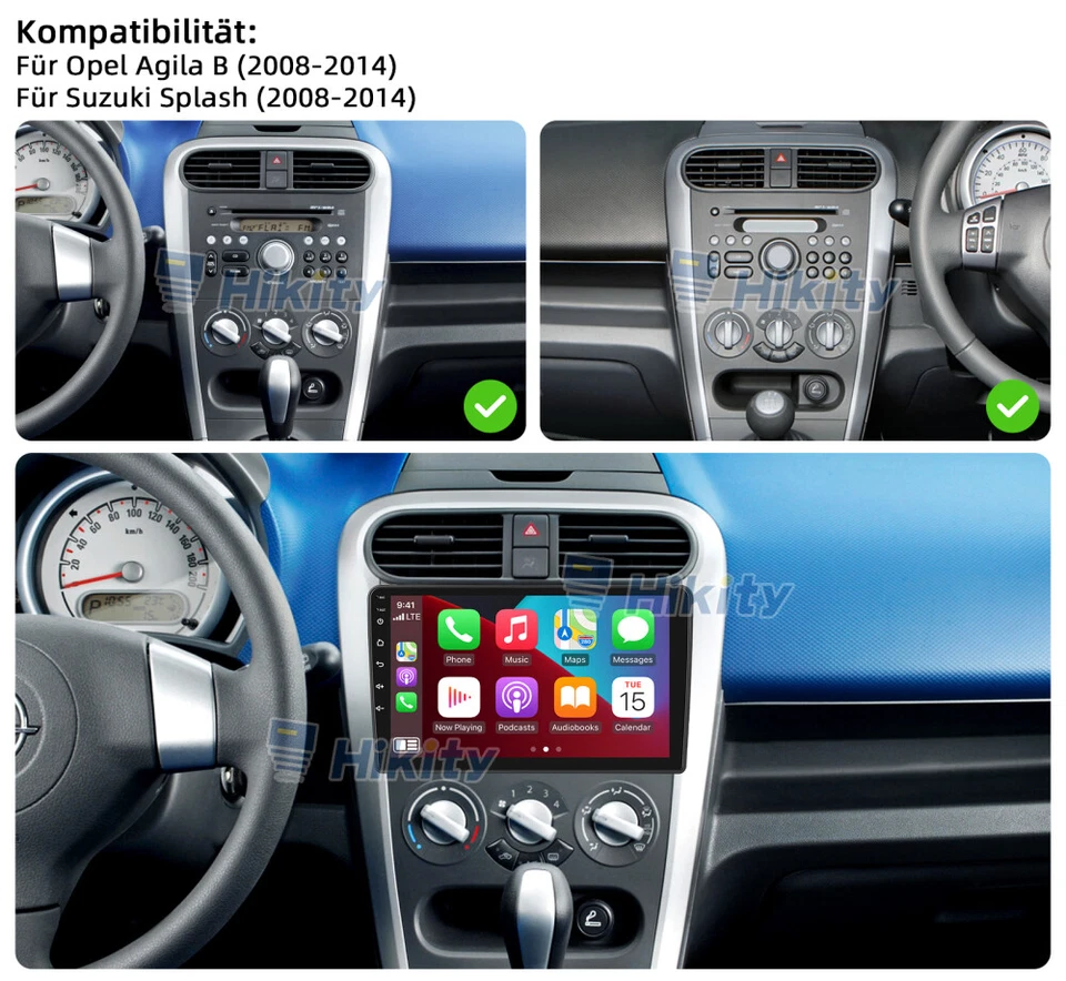 DAB+ CarPlay Android 15 Radio Für Suzuki Splash Opel Agila B mit GPS Navi Kamera - Bild 2 von 4