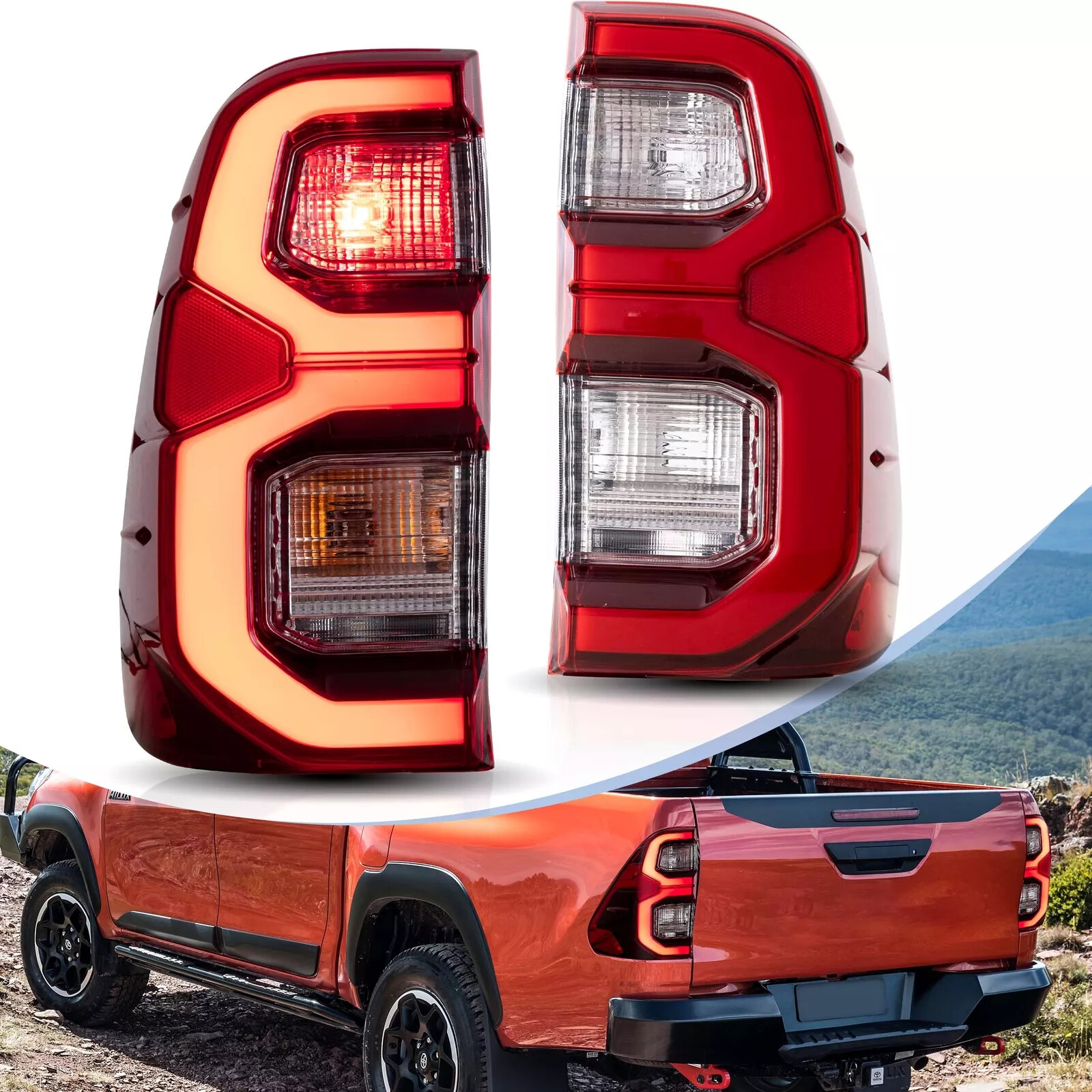 Feux arrière à LED VLAND pour Toyota Hilux 2015-2020 bloc optique rouge