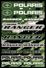 Polaris Ranger Logo Sticker Decal Sheet 12" x 18" Green Camouflage
