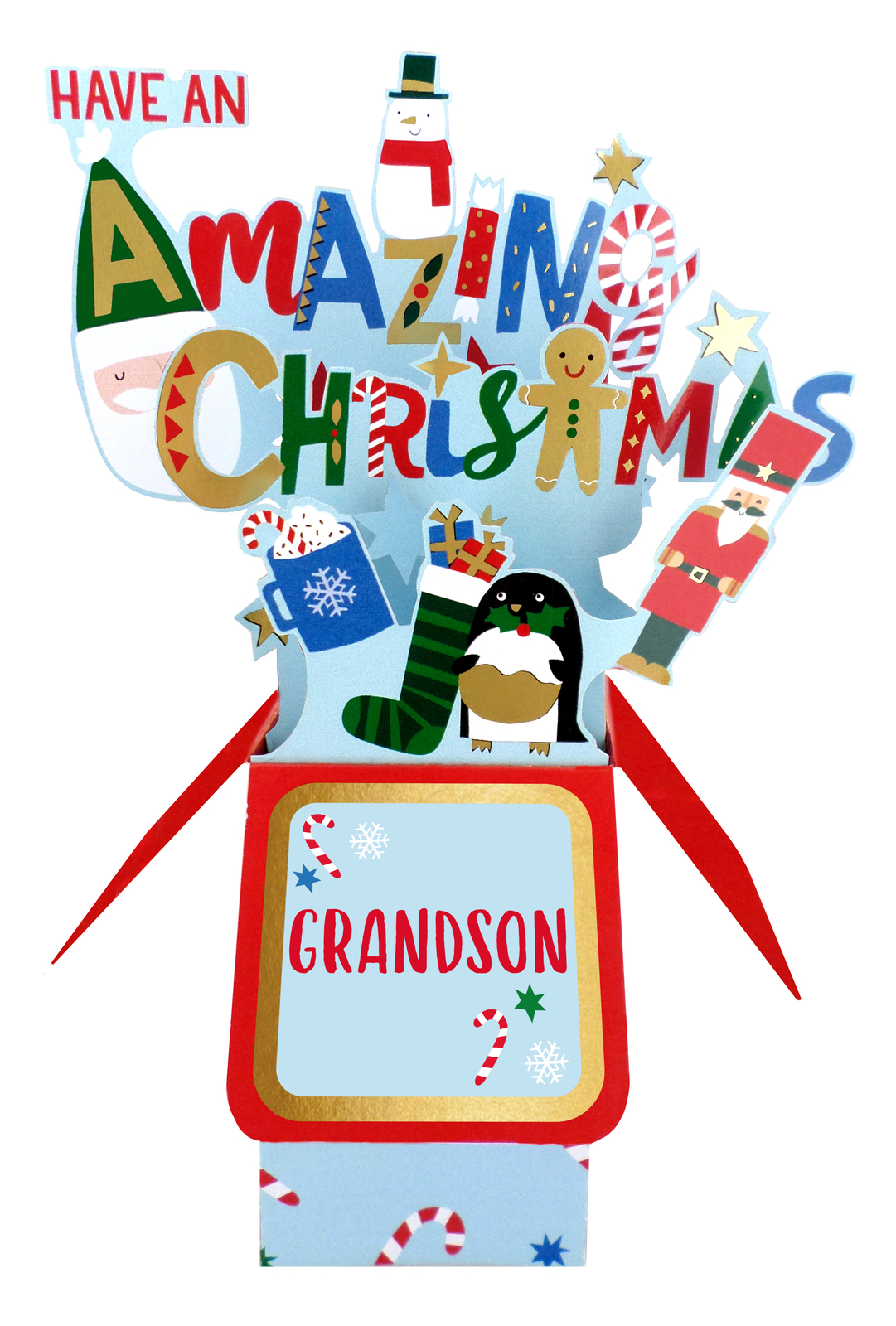 Clever Cubes Pop Up Amazing Christmas Grandson Fun Christmas Card 3D Xmas Card