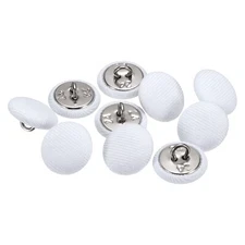 10pcs 15mm Fabric Cloth Covered with Metal Shank Round Sewing Buttons, White