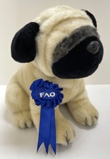 FAO Schwarz Blue Ribbon Pug Puppy Dog Plush