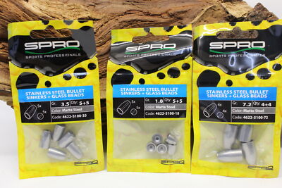 Spro Stainless Steel Bullet Sinkers Matte Steel 1,8g 3,5g 5,3g 7,2g 10,6g NEW