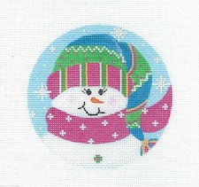 SP.ORDER  Snow Lady with Snowflakes 18 mesh HP Needlepoint Ornament Pepperberry