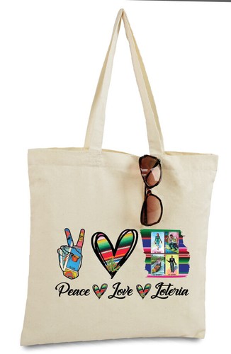 Peace Love Loteria Tragetasche mexikanische Karte Bingo Illustration wiederverwendbar Tragetasche - Bild 9 von 13