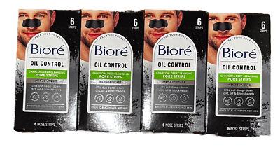 4-Pack Biore Men s Charcoal Deep Cleansing Pore Nose Strips-6ct (each pack)
