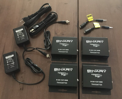 (Lot of 4) Binary B-320-1CAT-HDIR Transmitters w/ 2 Power Supplies