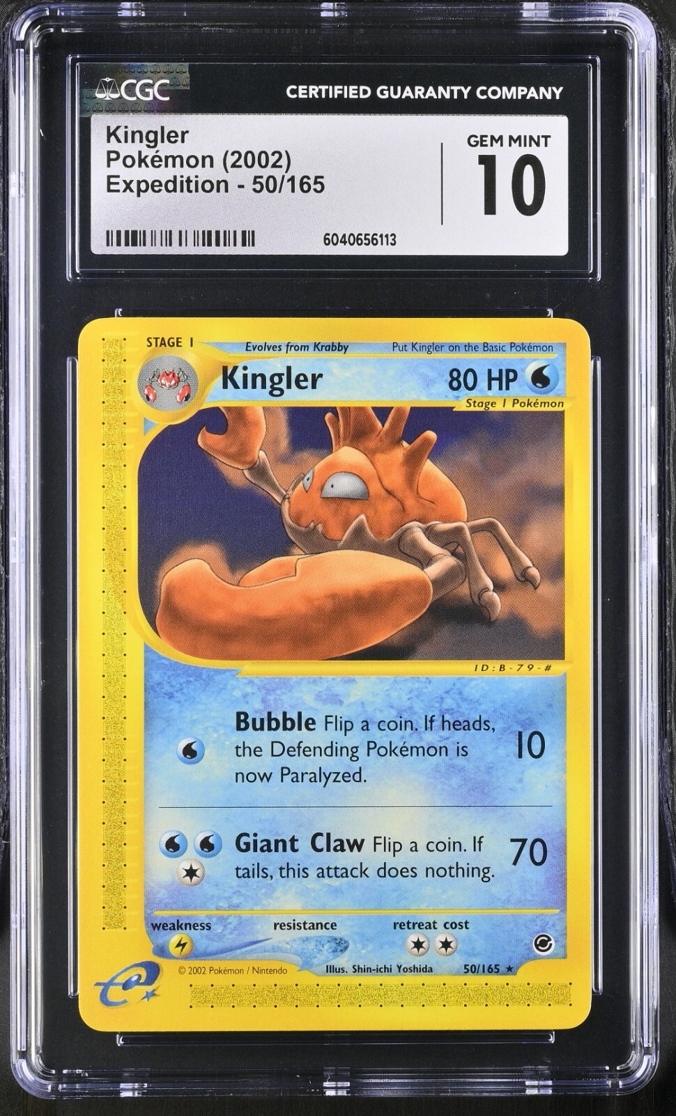 CGC 10 Kingler 50/165 Expedition 2002 Pokemon Card