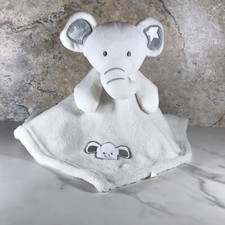 EMBROIDERED STARS GREY WHITE ELEPHANT LOVEY SECURITY BLANKET PLUSH ANIMAL