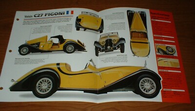 1934 VOISIN C27 FIGONI SPEC SHEET BROCHURE PHOTO INFO PAMPHLET 34