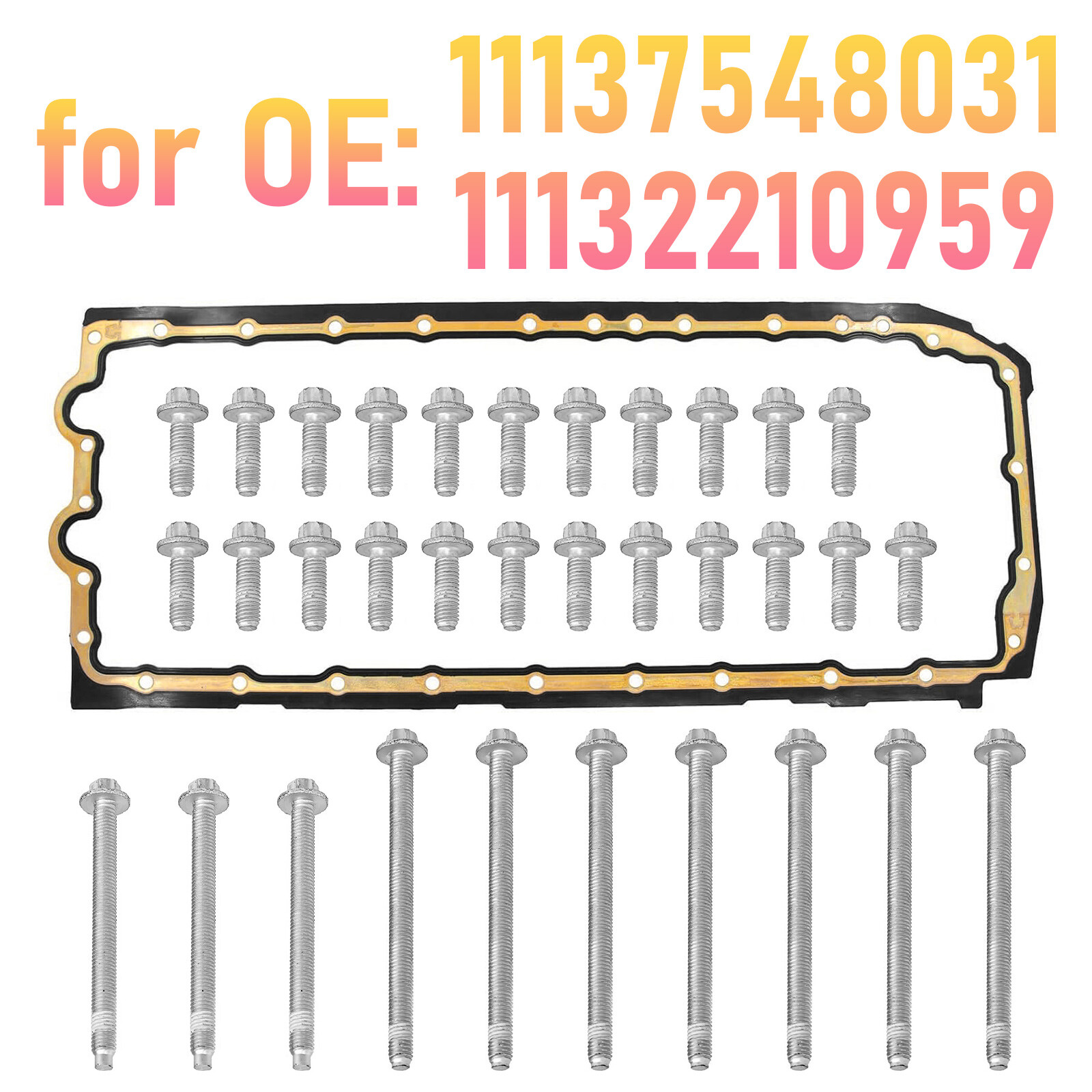11132210959 Engine Oil Pan Gasket & Bolt Kit For BMW E88 E90 E61 E84