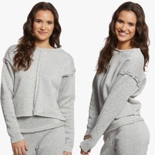 Onzie women M raw seam crew neck cropped sweatshirt long sleeve athletic