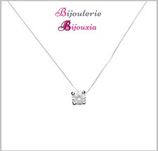 Collana Filo Nylon Diamante Solitario Cz Argento Massiccio 925/000 Gioielli Da