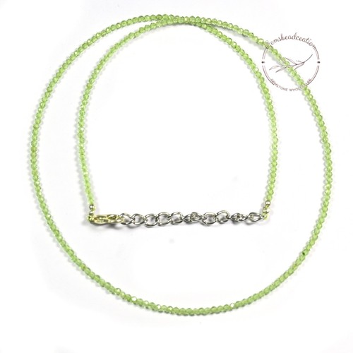A+ Green Peridot Faceted Round Gemstone 2-3MM Beads Healing Women Necklaces 18" - Picture 2 of 8