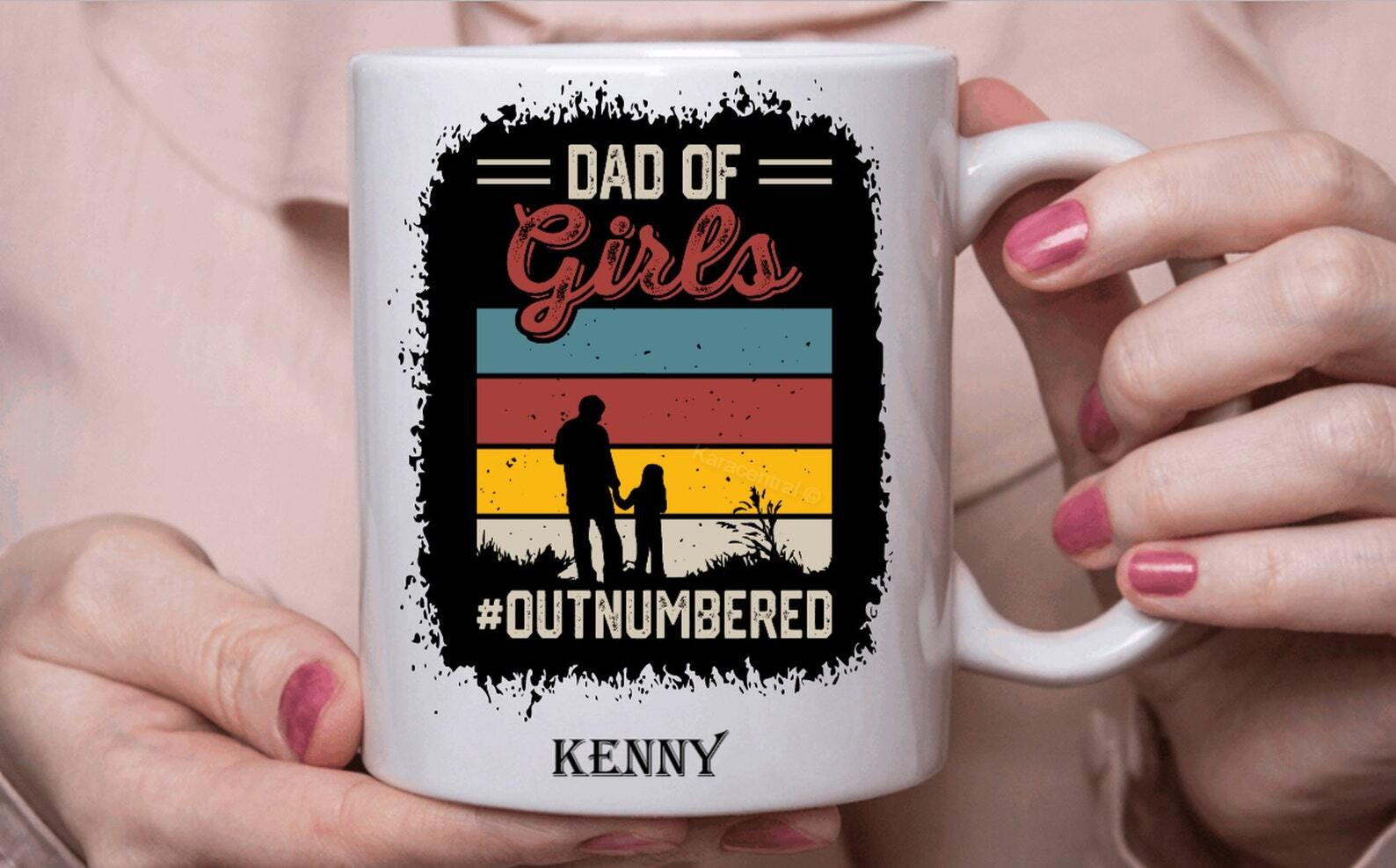 Personalised Fathers Day Mug Dad Of Girls Coffee Tea Cup Handmade In The Uk