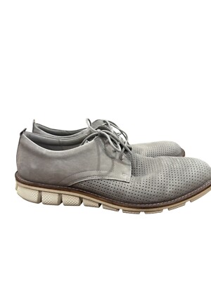 ECCO mens size 43 (9/9.5 US) Melbourne Oxford gray suede preforated dress shoes