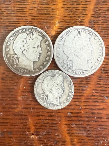 Silver 2 Barber Half 1 Barber Quarter