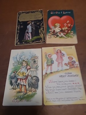 Vintage Postcards Set of 4 Easter Love Sabbath Day Stamped