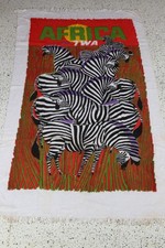 Rare vintage original Fly TWA zebra Africa Throw Towel 58"x34" inches