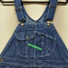 Vtg Key Imperial Bib Overalls Blue Jean Denim Farm Work Triple Stitch Sz 42X28