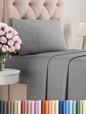 Twin XL 3-Piece Heathered Grey Bed Sheet Set Cooling Deep Pocket Sheets