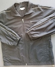 Vtg Gray Tag Nike Track Jacket Mens L Black Full Zip Swoosh Logo
