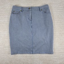 J.McLaughlin Josette Striped Mini Skirt Sz 4 Blue White Nautical Preppy Stretch