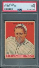 1933 Goudey #2 Dazzy Vance PSA GOOD 2 *5068