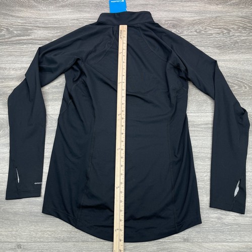 Columbia Shirt Mens Medium Black Omni Heat 1/2 Zip Mock Base Layer Thumbholes - Picture 12 of 15