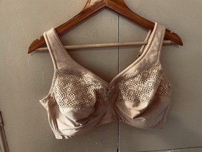 Glamorise 40D Bra 1064 Magic Lift Moisture Control Wireless Beige Comfort New