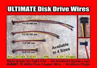 ULTIMATE Disk Drive Power Wires HUGE Wire 4-pin SCSI ATA 5.25'' Floppy FDD HDD