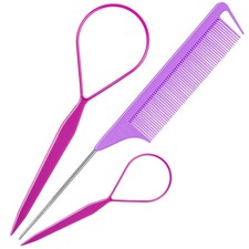 3 Pack Hair Loop Tool Set with French Braid Styling Tool Purple Hair Puller