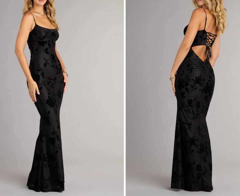 Vestido Windsor Negro Terciopelo Burnout L Y2K Babydoll Maxi Gótico Bruja Capricho Foto 2 de 4